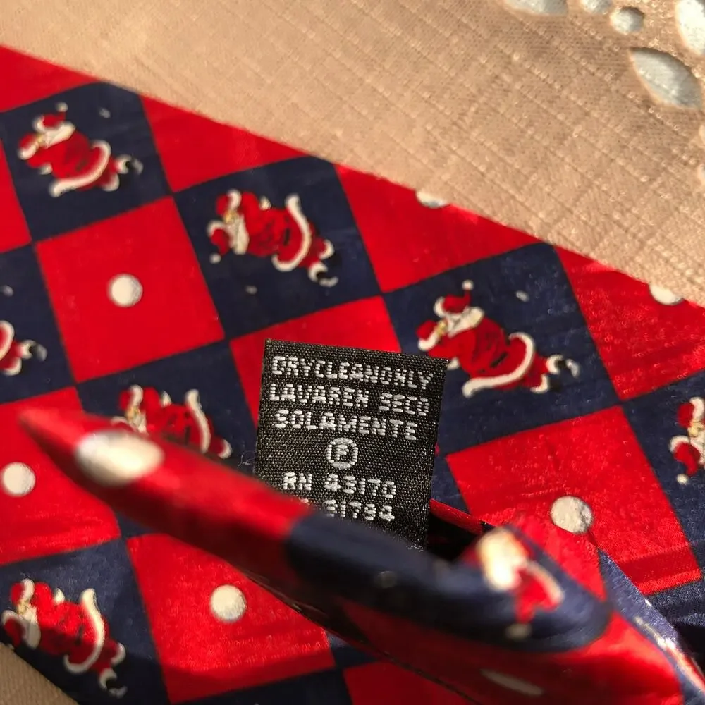 American Greetings Vintage Santa Golf Swing Print Silk Necktie